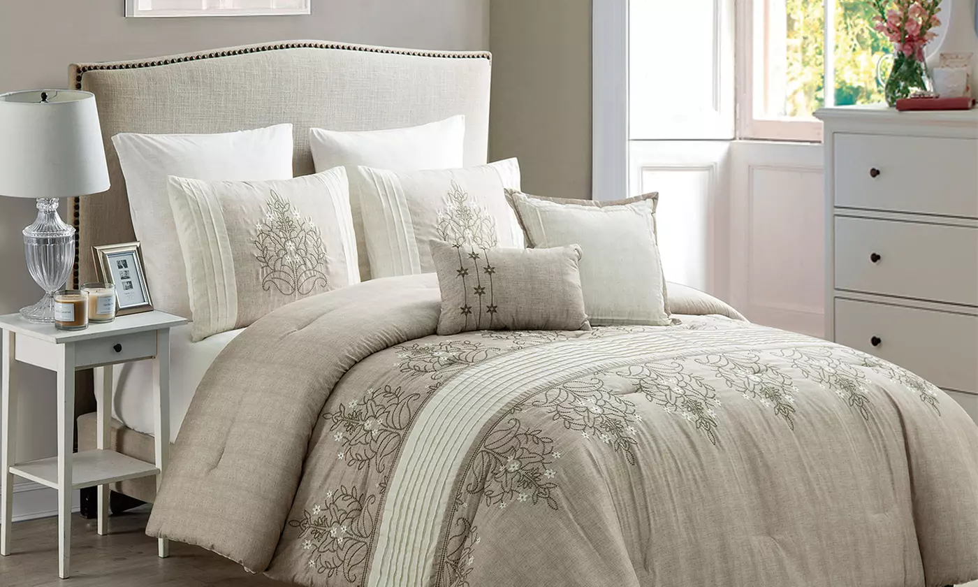 Grace Chambray Embroidered Comforter Set (7-Piece) - Second Medium