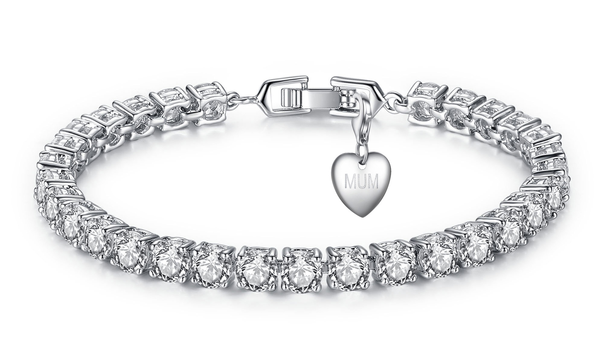 Mum 7 CTTW Brilliant Cut Simulated Sapphire Tennis Bracelet