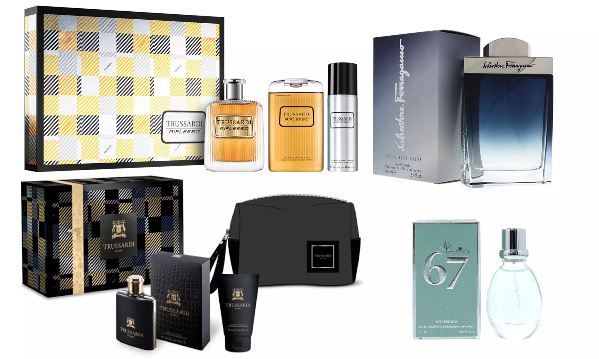 Sélection de produits de toilettes pour homme : eau de toilette ou coffrets de différentes marques - Primary Image