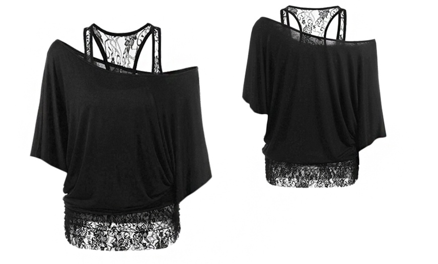 Image 2: Two-in-One Lace Tank Top