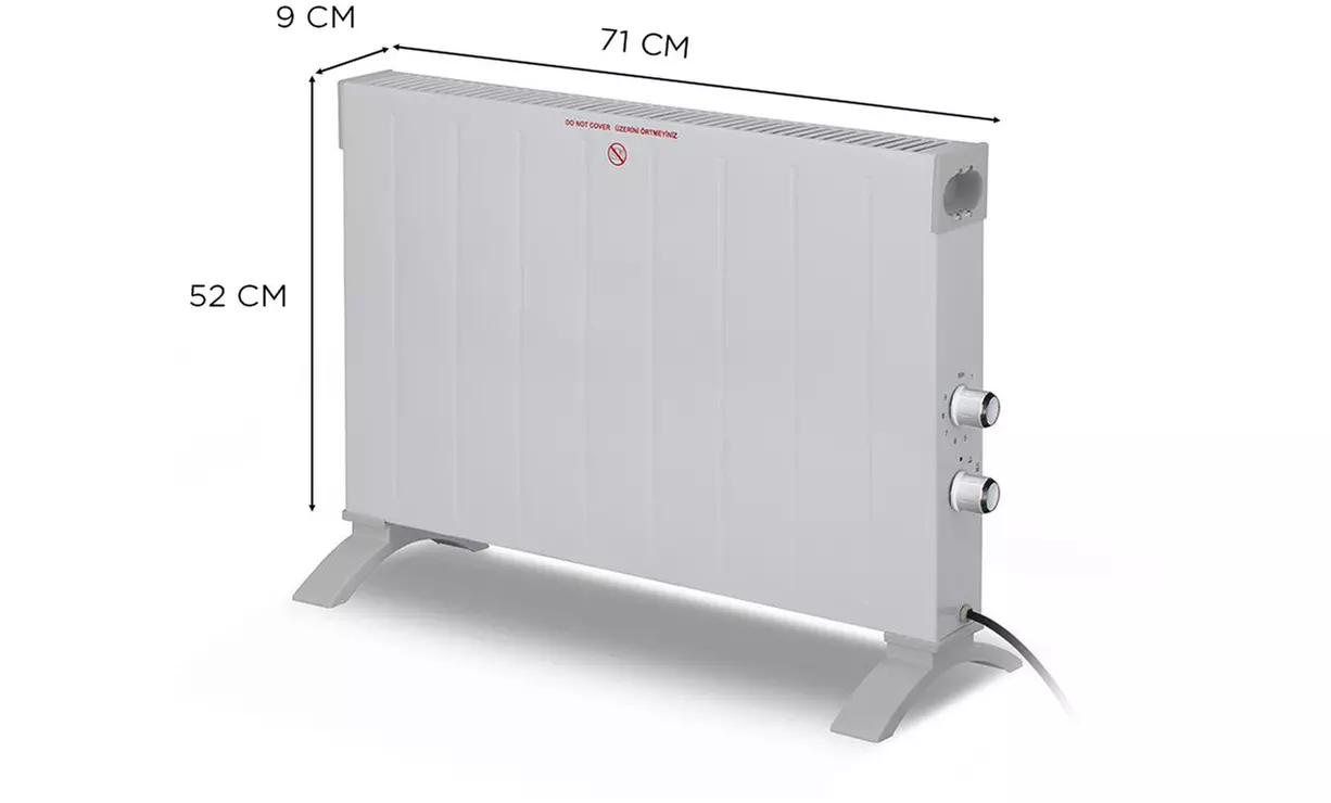Radiador convector eléctrico portátil con potencia ajustable hasta 2200 W - Second Medium