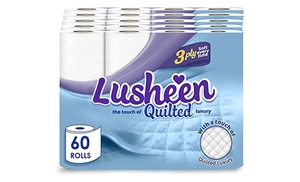 Lusheen 60 3-Ply Quilted Unscented White Toilet Rolls