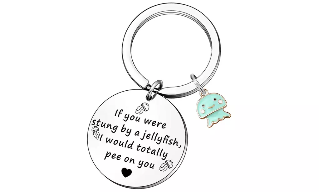 1, 2 ou 4 porte-clés méduse en acier inoxydable avec message - Primary Image