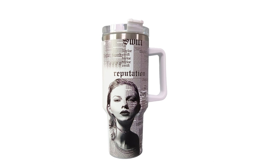 Image 9: Taylor Swift Themed 40oz Stainless Steel Travel Mug