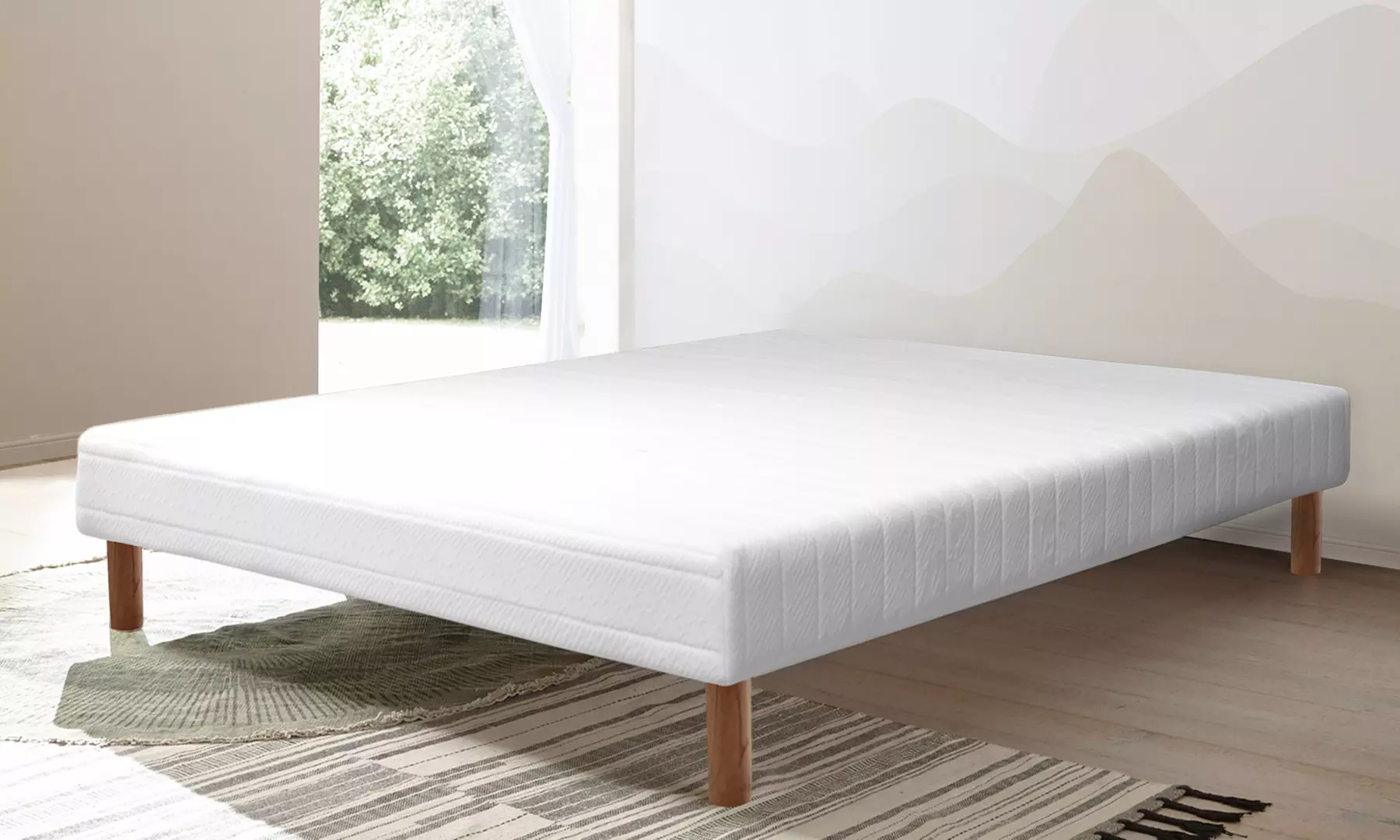 Sommier tapissier blanc à lattes, matelas "Empereur" 20cm en option, Sampur, livraison offerte - Primary Image