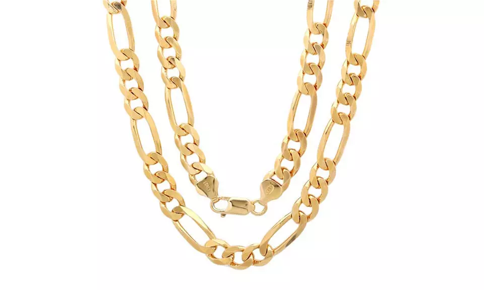 Men's Italian Heavyweight Sterling Silver Figaro Chain in 18K Gold - Primary Image