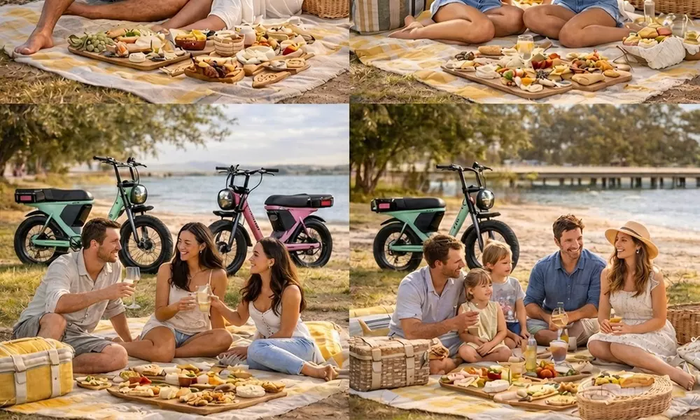 Coastal Premium E-bike Picnics Package or Luxe Beach Picnics Package