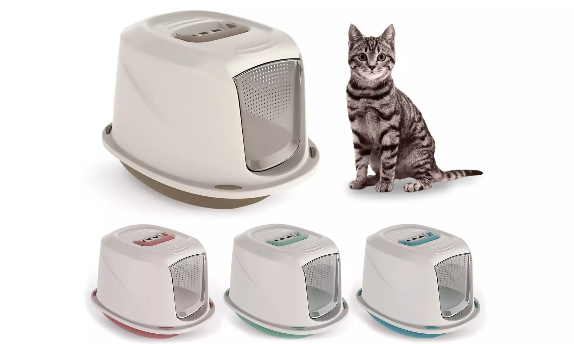 Lettiera igienica per gatti con filtro al carbonio disponibile in 4 colori - Primary Image