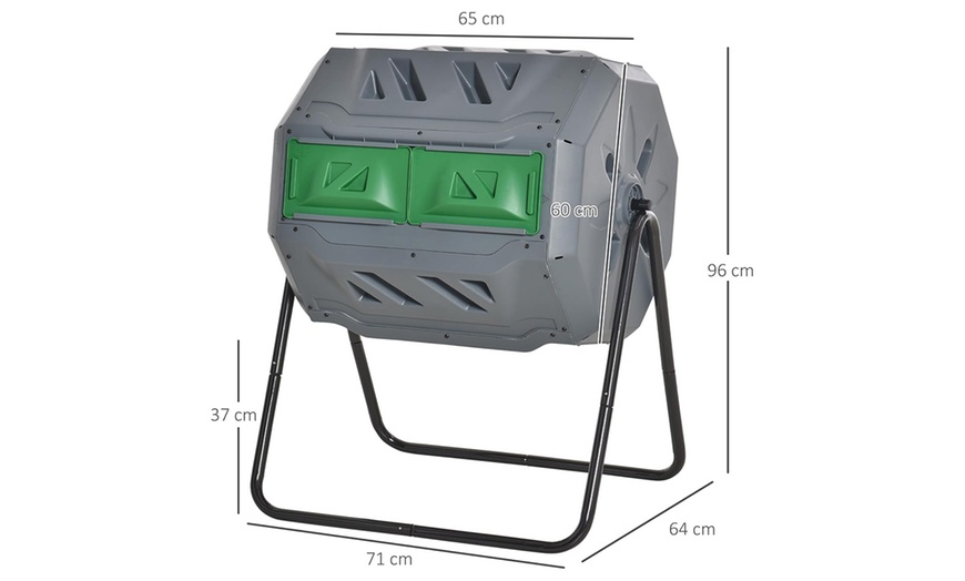 Image 10: Outsunny Dual Chamber 360° Rotating Composter
