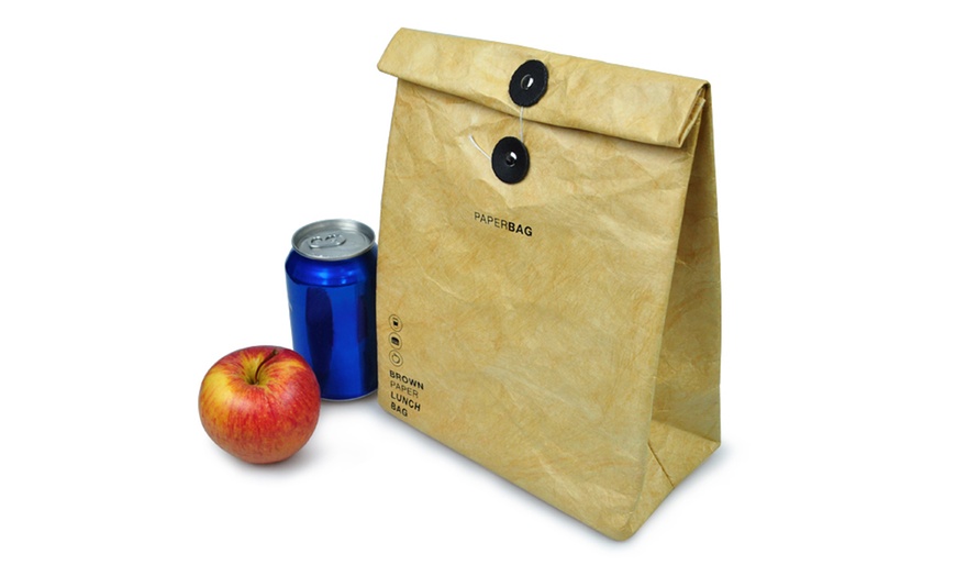 Image 1: Insulated Brown Paper Lunch Bag