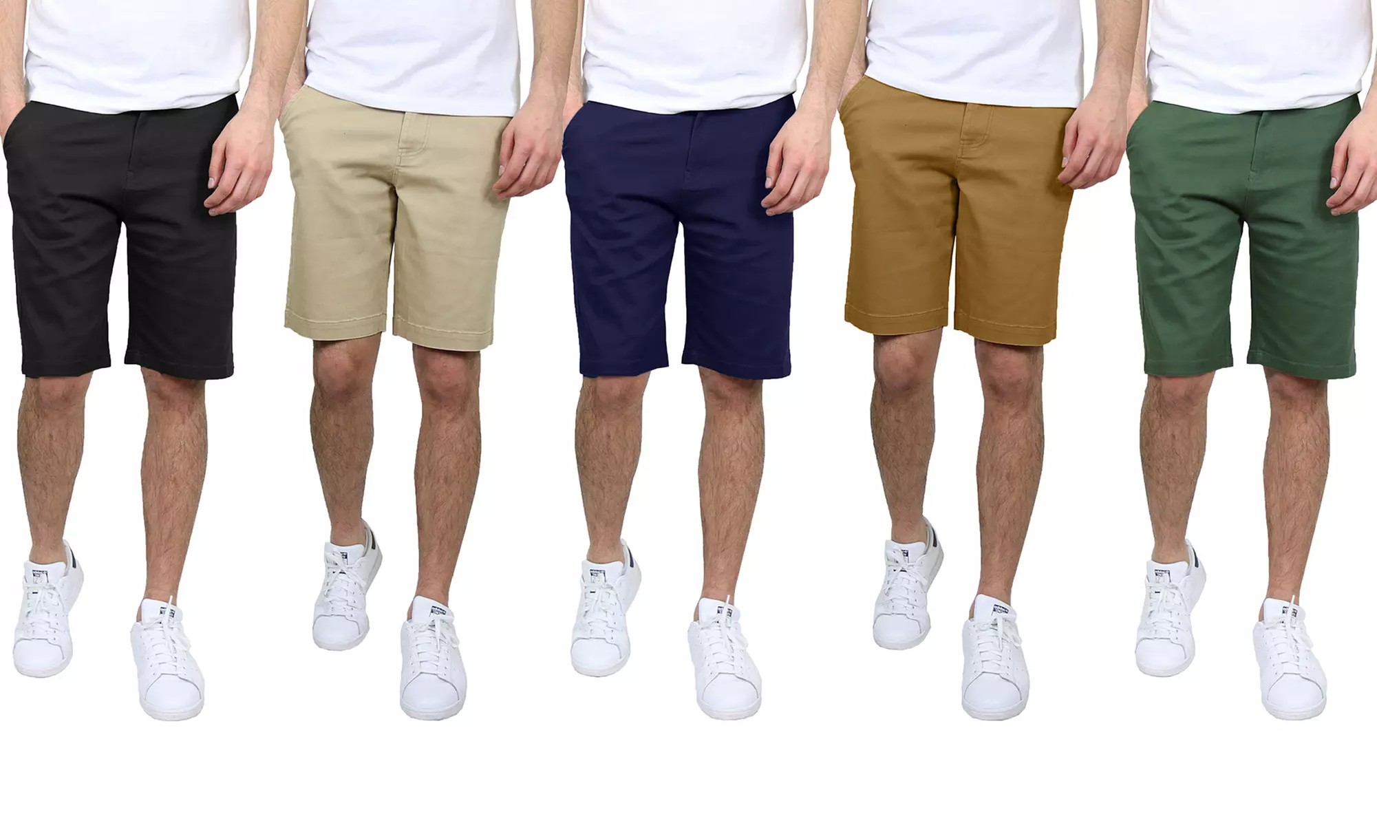 Men's 5-Pocket Flat-Front Slim-Fit Stretch Chino Shorts (Size 30-42) - Primary Image