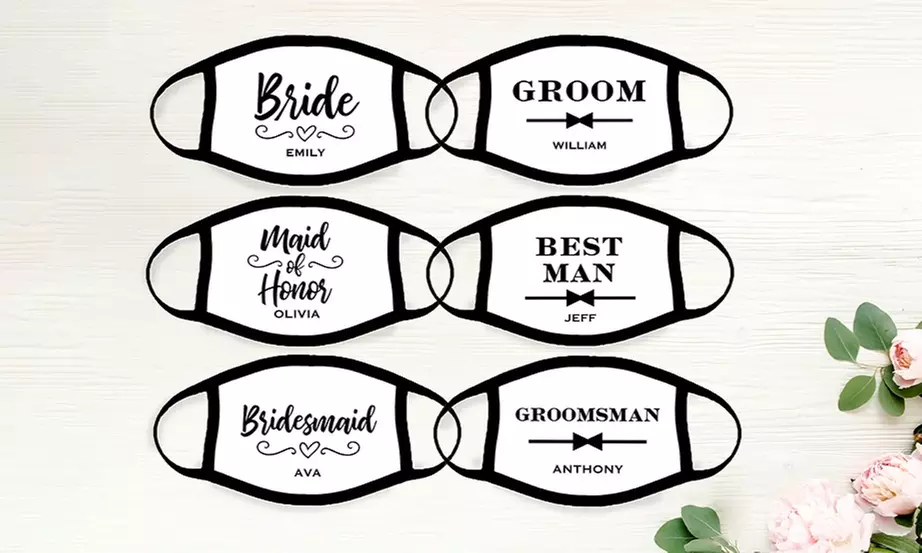Personalized Non-Medical Wedding Face Coverings from Qualtry (Up to 59% Off). Three Options Available. - Primary Image