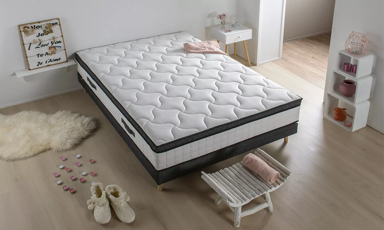 Matelas Mémospring Linea Pura, 23 cm, ressorts ensachés, accueil mémoire de forme avec ou sans sommier - Primary Image