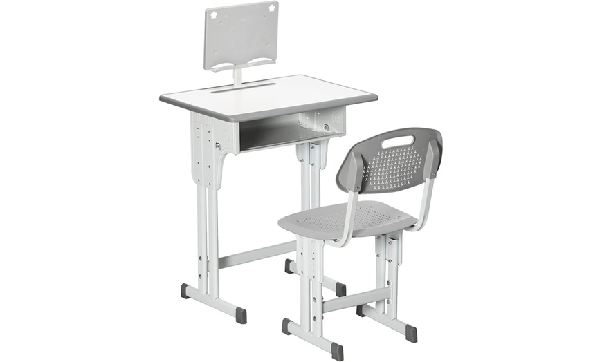 Image 10: HomCom Kid's Desk and Chair Set