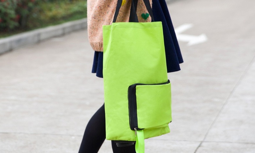 Image 6: Foldable Grocery Bag with Wheels