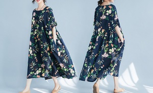 One Size Loose Floral Dress