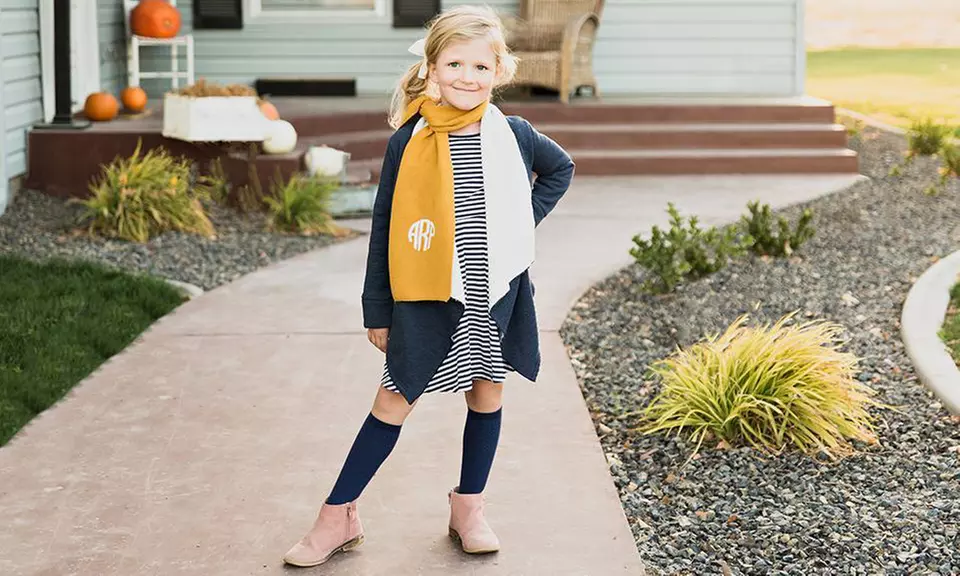 One, Two, Three, Five, or 10 Personalized Monogrammed Kids Knit Scarves from Qualtry (Up to 90% Off)  - Primary Image