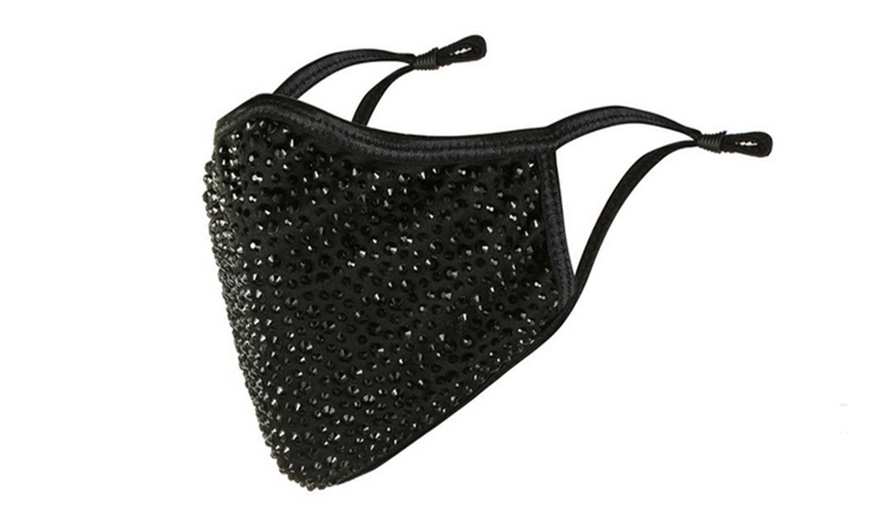 Image 2: One or Three Rhinestone Face Masks