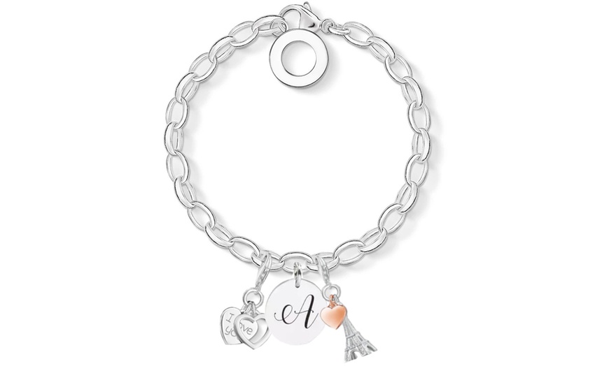 Image 2: Initial Charm Bracelet Made with Crystals from Swarovski®