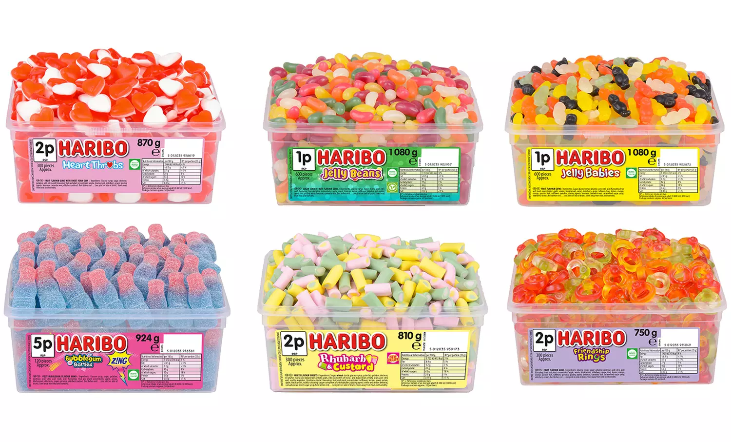 Up to Six Tubs of Haribo Sweets in a Variety of Flavours - Primary Image