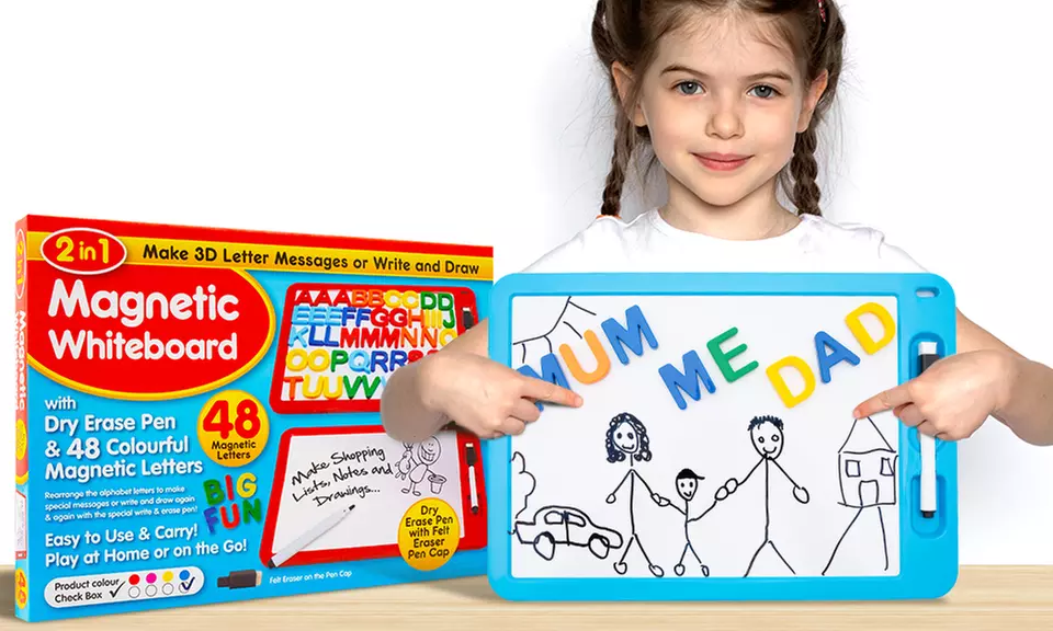 1 ou 2 tableaux de dessin magnétiques éducatifs 2 en 1 avec 48 lettres de la marque PMS - Primary Image
