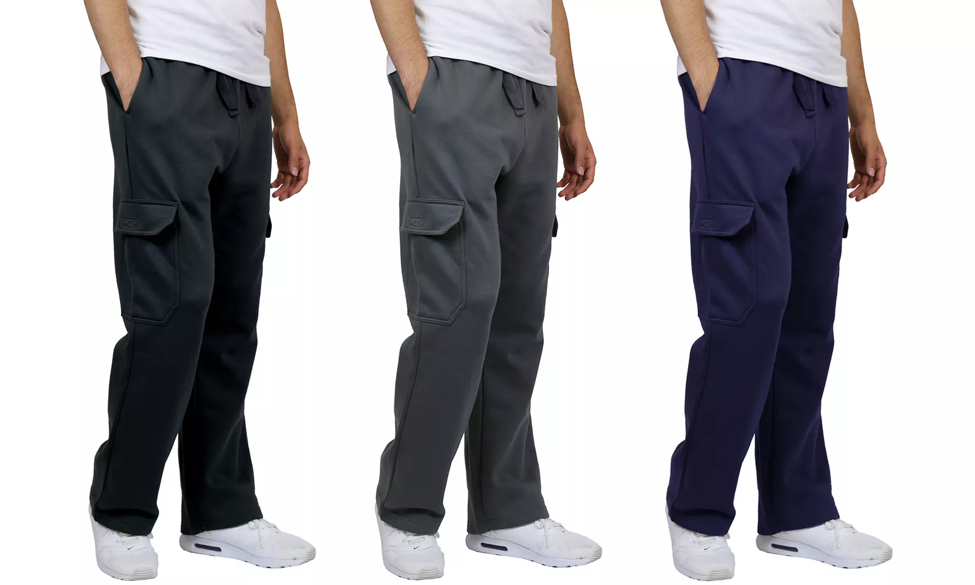 2-Pack Men's Heavyweight Cargo Fleece Sweatpants (M–2XL) - Primary Image