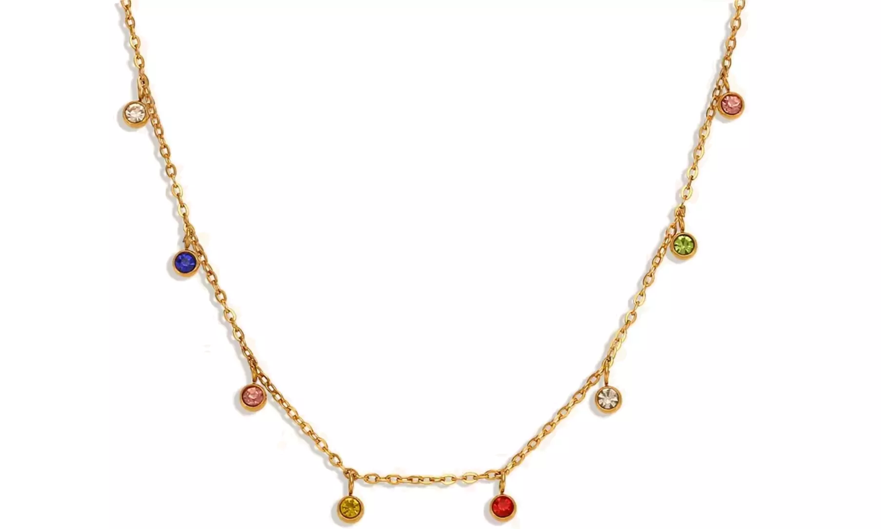 Collier plaqué or 18 carats avec cristaux multicolores