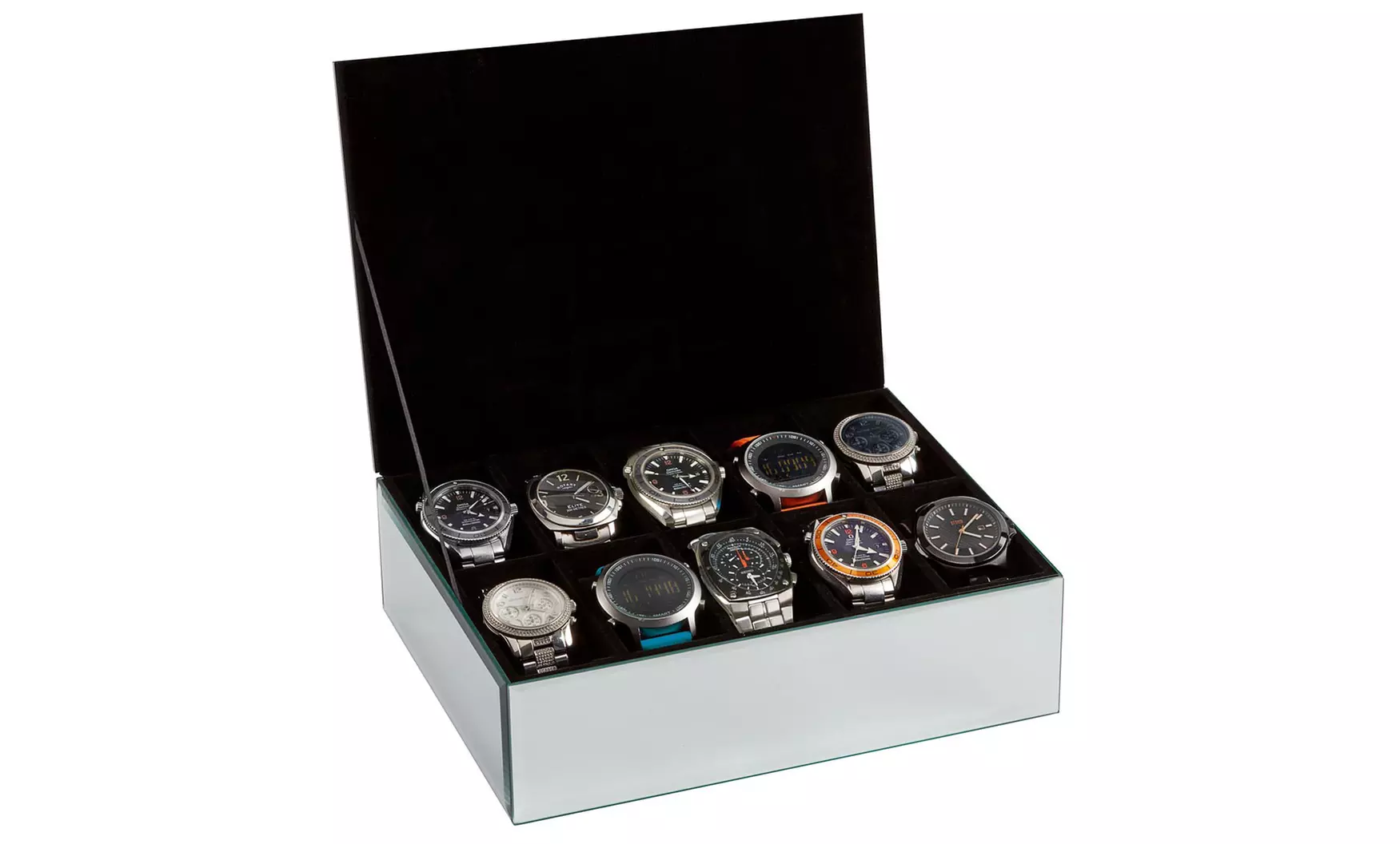 Three- or Ten-Section Mirrored Watch Box - Second Medium