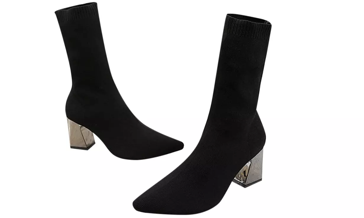 Botas elásticas de tacón estilo calcetín - Primary Image