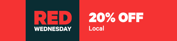 It's Red Wednesday! Get up to 30% off Local, 15% off Travel and 10% off Goods with code REDHOT