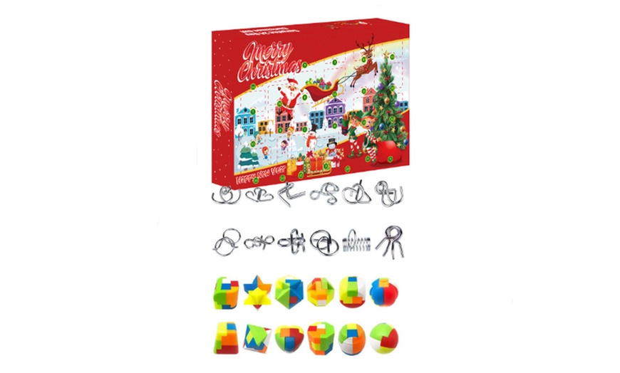 Image 1: Set of 24 Brain Teaser Puzzles Advent Calendar Gift Box