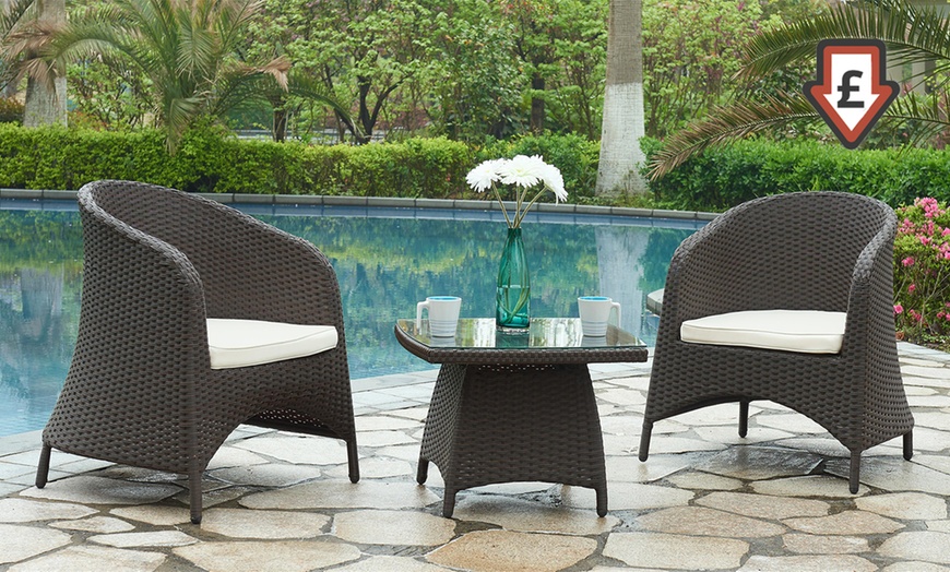 Image 1: Three-Piece Rattan Furniture Set