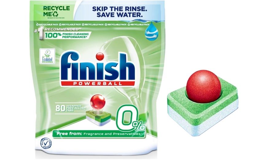 Image 1: Four or Eight Packs of Finish Powerball 0% Dishwasher Tablets