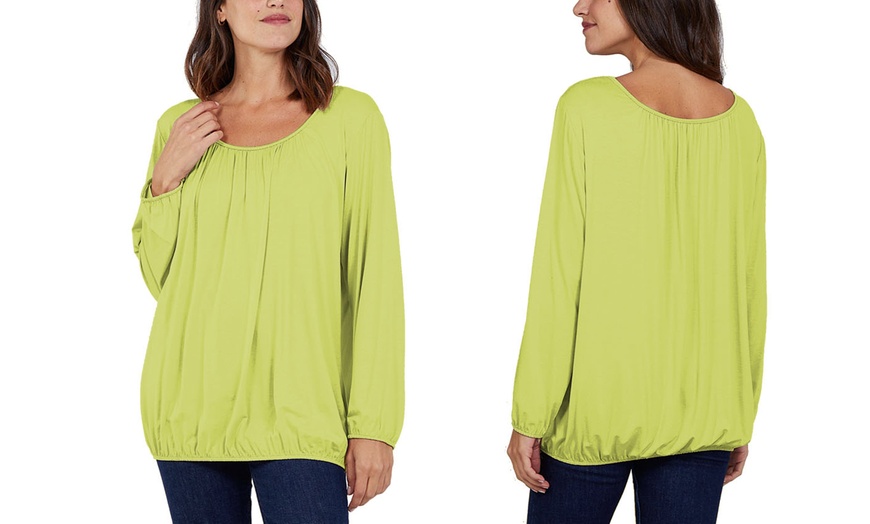 Image 10: Plus Size Ruched Neck Long Sleeve Jersey Top