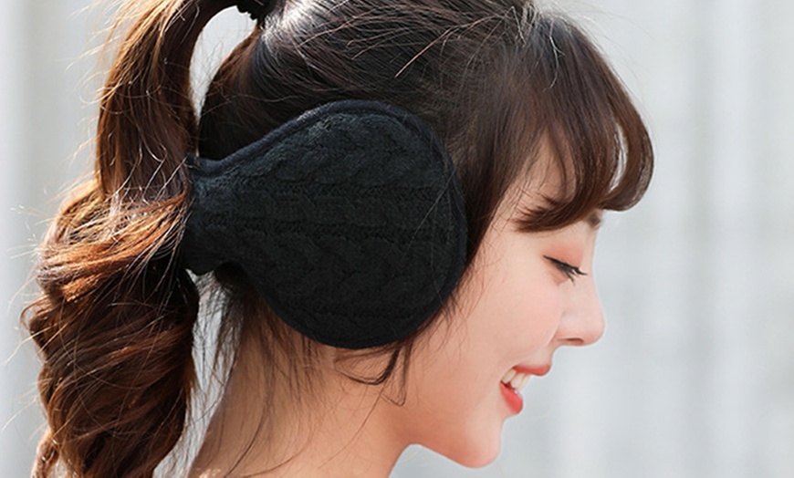 Image 7: Unisex Fleeced Knitted Earmuffs