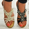 Image 1: Women's Floral Wedge Sandals