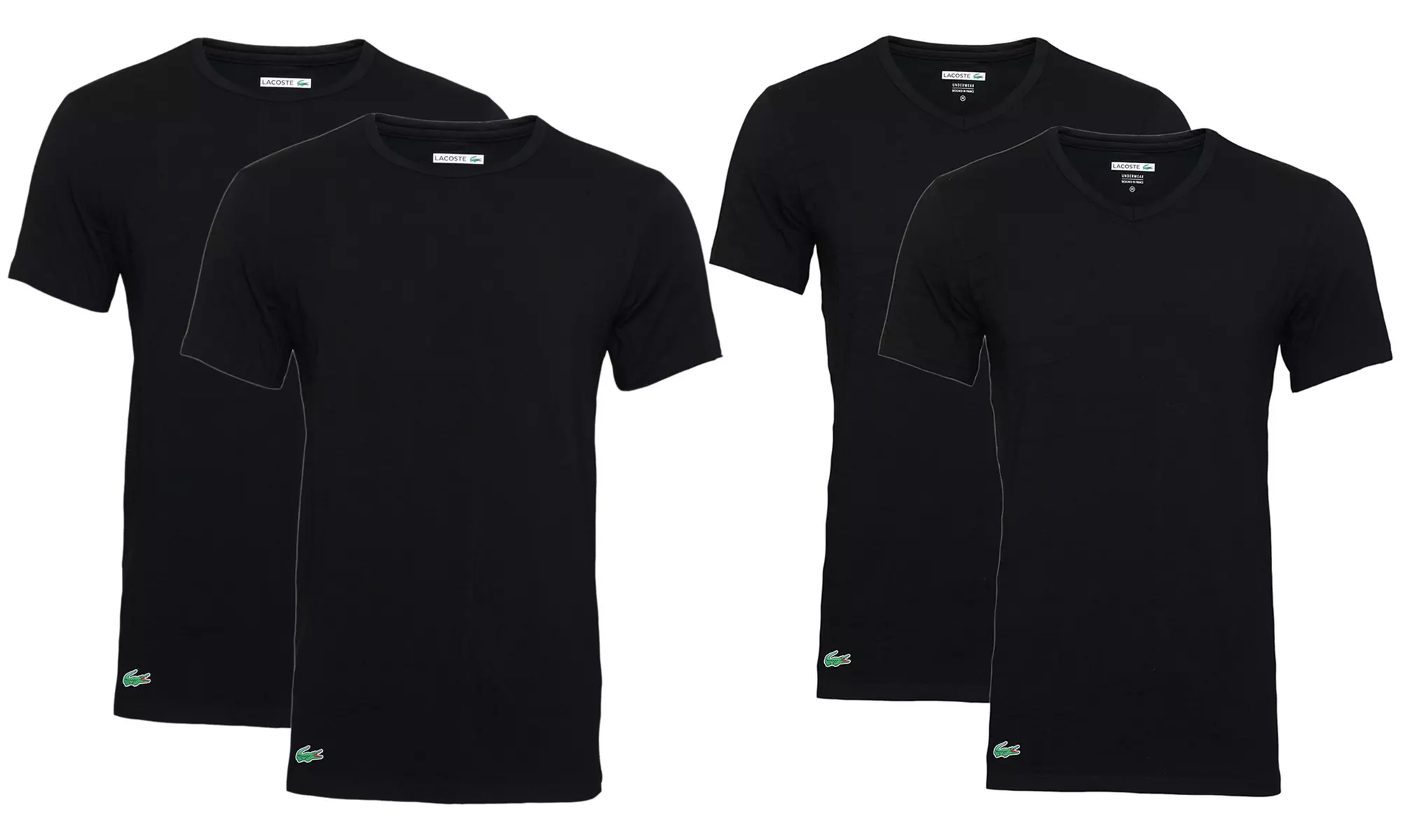 Set di 2 T-shirt da uomo Lacoste disponibile in taglia L e colore nero, a scelta tra girocollo o scollo a V - Primary Image