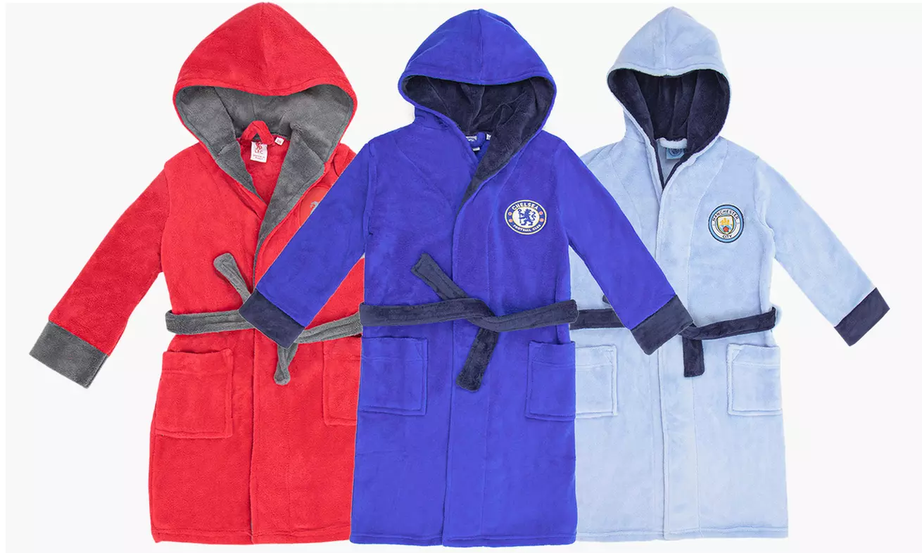 Peignoir en polaire doux avec écusson du club de football pour enfant - Primary Image