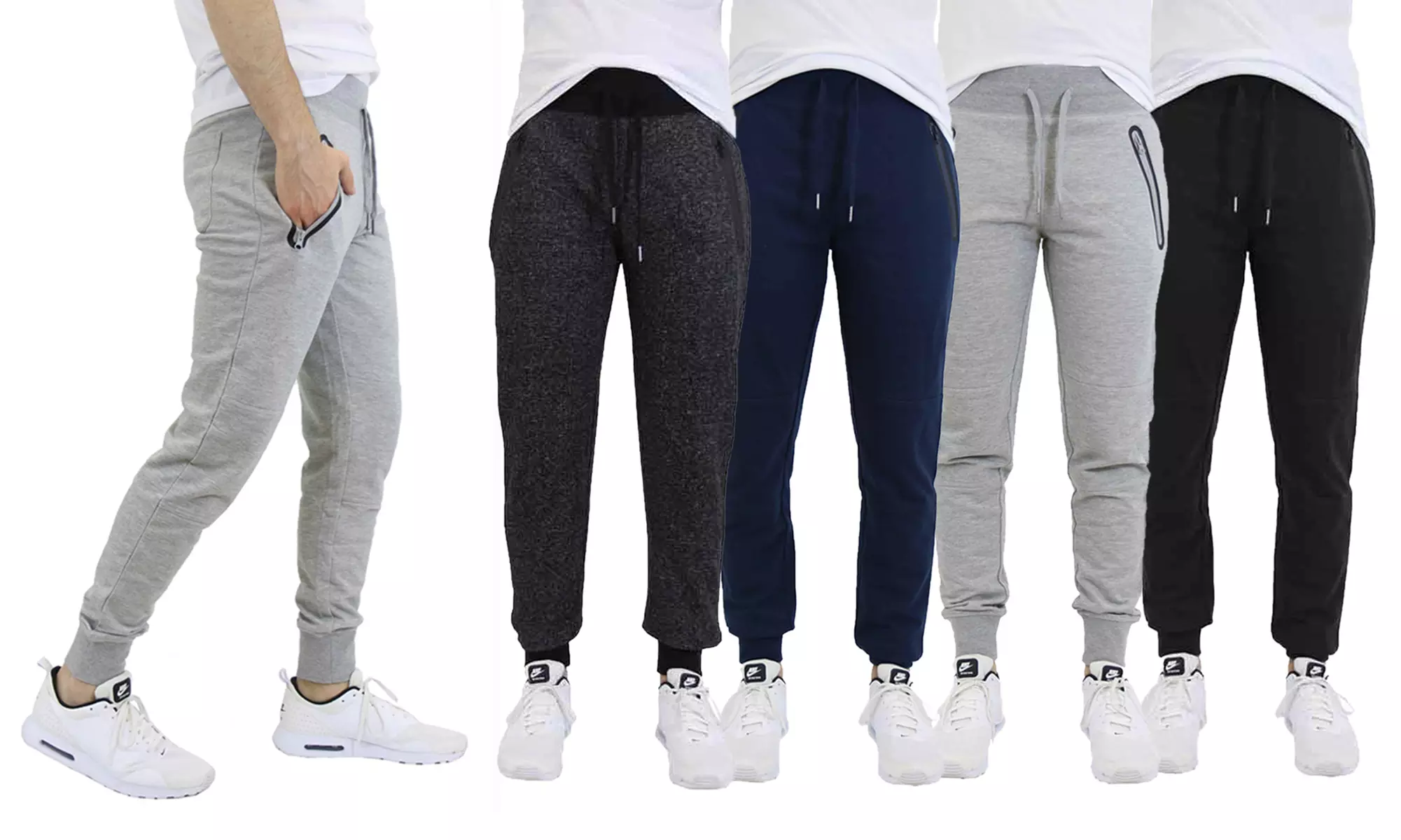 Men's Slim-Fit Joggers with Tech Zipper Pockets - Primary Image