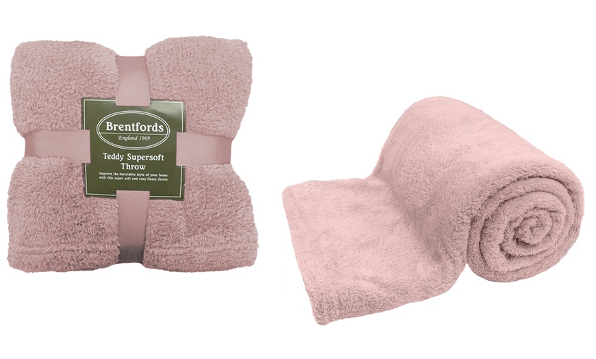 Image 3: Teddy Plush Fleece Throw