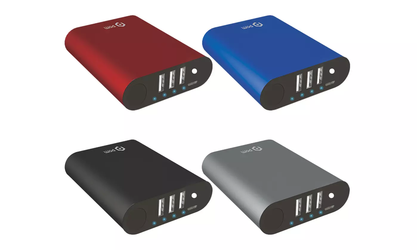 POM Power2Go 10,400mAh 3-Port USB Power Bank with Rapid Charging and Flashlight - Primary Image