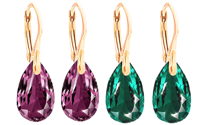 Image 17: Ah Jewellery Pear Earrings with Crystals From Swarovski®