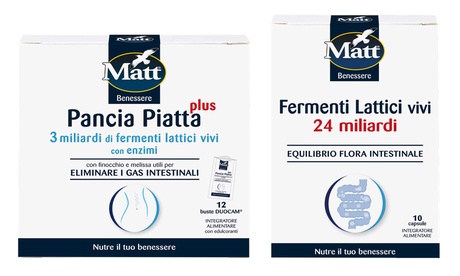 2 o 3 confezioni di fermenti lattici vivi Matt, disponibili in 2 tipologie