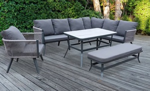 Modern Grey String Weave Nine-Seater Patio Set