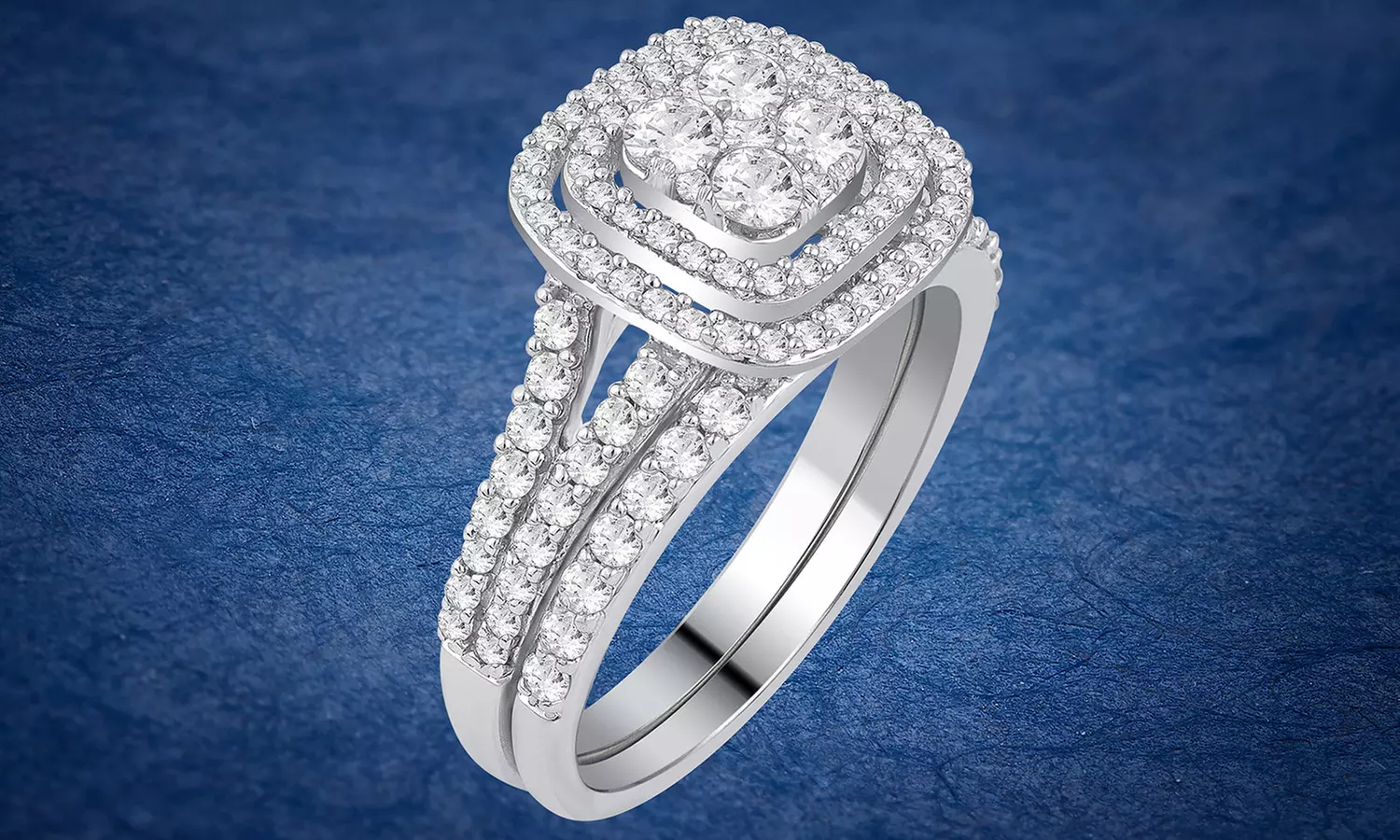 1 CTTW Diamond Double Round Halo Bridal Set in 10K Gold by Brilliant Diamond - Primary Image