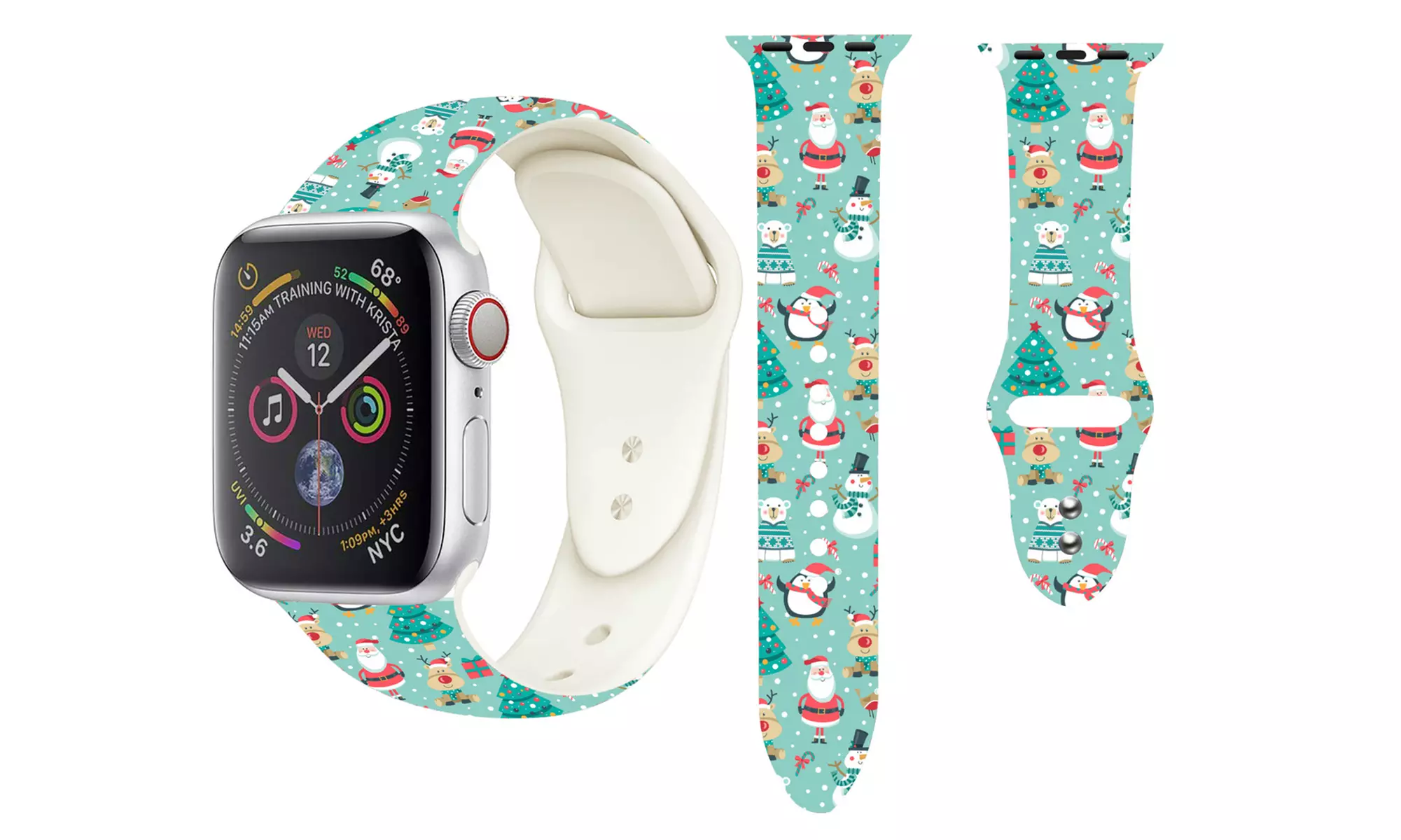 Christmas-Pattern Soft Silicone Replacement Band for Apple Watch 1, 2, 3, 4, and 5 - Second Medium