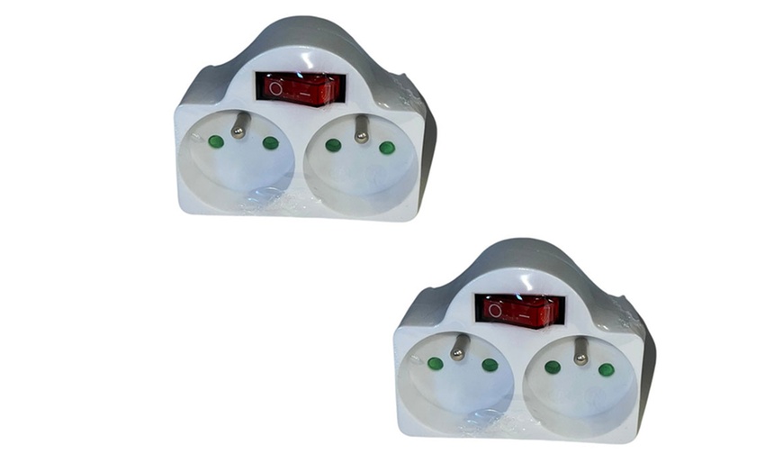Image 3: Two or Four Biplite Two-Socket Adapters with Integrated Switch