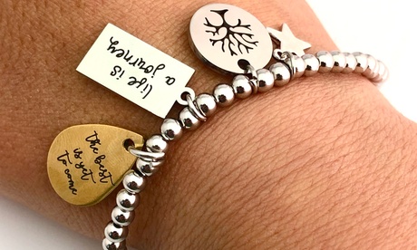 Bracciale della Vita in acciaio con pendenti e ciondoli con frasi