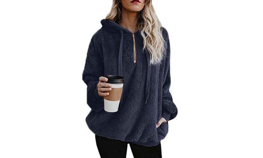 Image 2: Women's Fleece Hooded Sweater