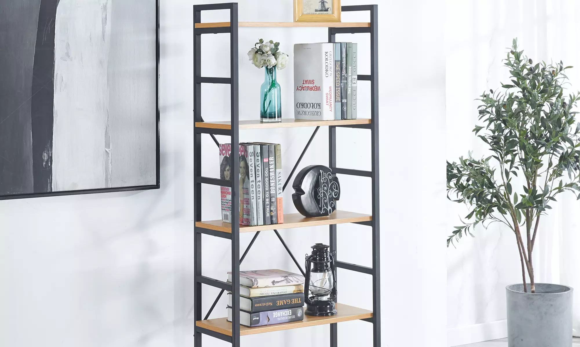 Sampur Holz- und Stahlregale, Industriestil